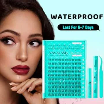 VAVALASH Lash Extension Kit Clear Band Natural Cluster Lashes with Bottom Lash Clusters 5-16MM Individual Lashes Wispy False Lashes with Lash Bond and Seal,Lash Tweezer DIY at Home(Ivy,Kit)