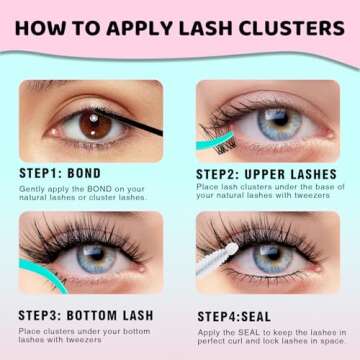 VAVALASH Lash Extension Kit Clear Band Natural Cluster Lashes with Bottom Lash Clusters 5-16MM Individual Lashes Wispy False Lashes with Lash Bond and Seal,Lash Tweezer DIY at Home(Ivy,Kit)