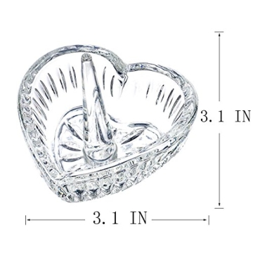 Elegant Heart Crystal Ring Holder Dish for Jewelry