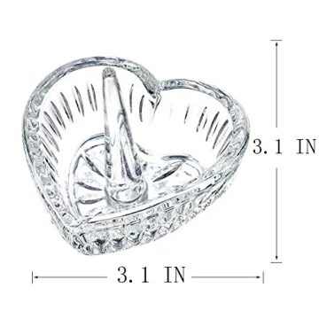Elegant Heart Crystal Ring Holder Dish for Jewelry