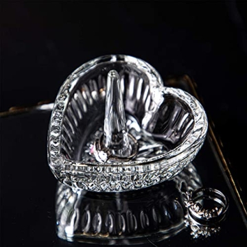 Elegant Heart Crystal Ring Holder Dish for Jewelry