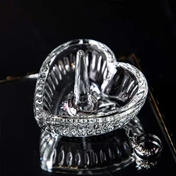 Elegant Heart Crystal Ring Holder Dish for Jewelry