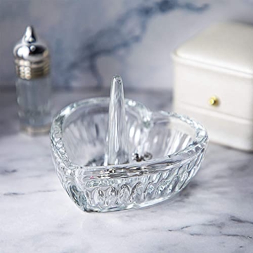 Elegant Heart Crystal Ring Holder Dish for Jewelry