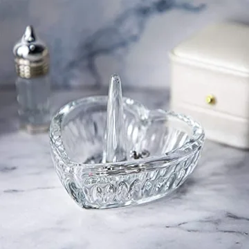 Elegant Heart Crystal Ring Holder Dish for Jewelry
