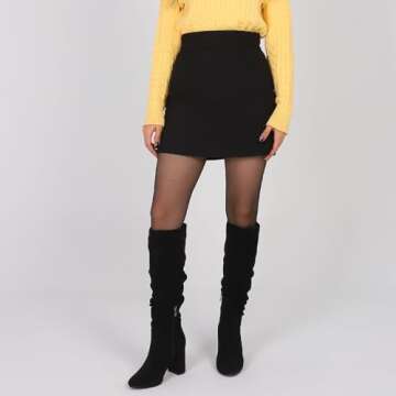 Eteridrey Knee High Boots Womens Chunky Heels Side Zipper Slouchy Boots Comfortable Faux Suede Riding Mid Calf Boots…