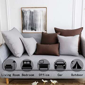 Jeanerlor Set of 2 SureGuard Pillowcase Cousion Cover Decor Natural Cotton Linen with Unique Design to Embellish Study Room/House/Office, 20"x20"(50 x 50cm), Brown