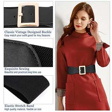 JASGOOD Women Dress Waist Belt - Stretchy Vintage Fashion Accessory