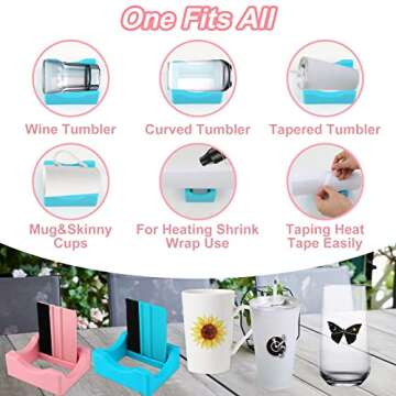 Silicone Cup Cradle for Tumblers,2 Pack Tumbler Holder for Crafts with Built-in Slot and Felt Edge Squeegee,Small Cup Cradle Use to Apply Vinyl Decals,Anti-Skidding Tumbler Stand Cup Holder