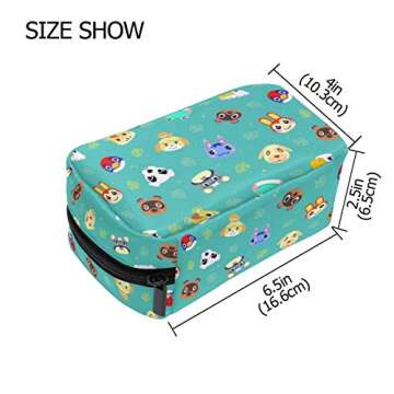 Cosmetic Bag Portable and Suitable for Travel Animal Crossing Pattern Makeup bag with Zipper Pencil Bag Pouch Wallet