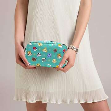 Cosmetic Bag Portable and Suitable for Travel Animal Crossing Pattern Makeup bag with Zipper Pencil Bag Pouch Wallet