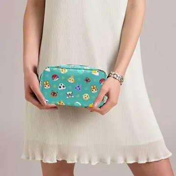 Cosmetic Bag Portable and Suitable for Travel Animal Crossing Pattern Makeup bag with Zipper Pencil Bag Pouch Wallet
