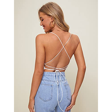Trendy Verdusa Women's Criss Cross Backless Crop Top