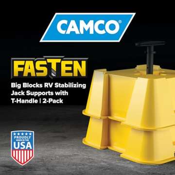 Camco Fasten RV Big Blocks Stabilizing Jack Supports w/Convenient Handle - Nesting Design for RV Sto...