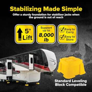 Camco Fasten RV Big Blocks Stabilizing Jack Supports w/Convenient Handle - Nesting Design for RV Storage - Compatible w/Square RV Leveling Blocks and RV Jacks - Supports Up to 8,000lbs, 2-Pk (44539)