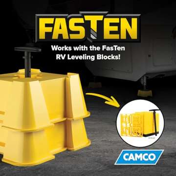 Camco Fasten RV Big Blocks Stabilizing Jack Supports w/Convenient Handle - Nesting Design for RV Storage - Compatible w/Square RV Leveling Blocks and RV Jacks - Supports Up to 8,000lbs, 2-Pk (44539)