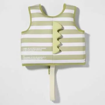 SUNNYLiFE Swim Vest - Constructed with Neoprene Plus a Secure Front Zip and Adjustable Safety Strap to Develop Water Confidence. | Toddler Swim Vest (Into The Wild Khaki, 2-3)