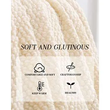 SPAOMY Knitted Throw Blanket with Tassels 3D Bubble Textured Lightweight Decorative Throws Blanket for Couch Cover Home Decor (Beige, 50x60)