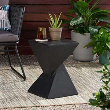 Christopher Knight Home Kajsa Outdoor Lightweight Concrete Accent Table, Black