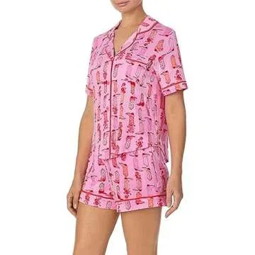 Y2k Pink Cowgirl Boots Satin Pajamas - Stylish Comfort Set