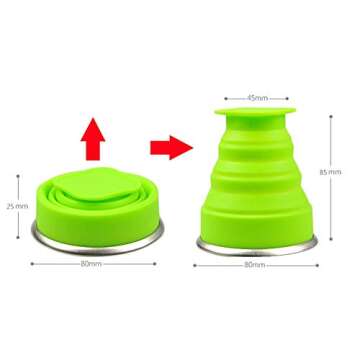 Stouge 5 Pack Silicone Collapsible Cups for Traveling Foldable Camping Cups Collapsible Water Cup Portable Drinking Cups with Lids Collapsible Mug for Outdoor Hiking