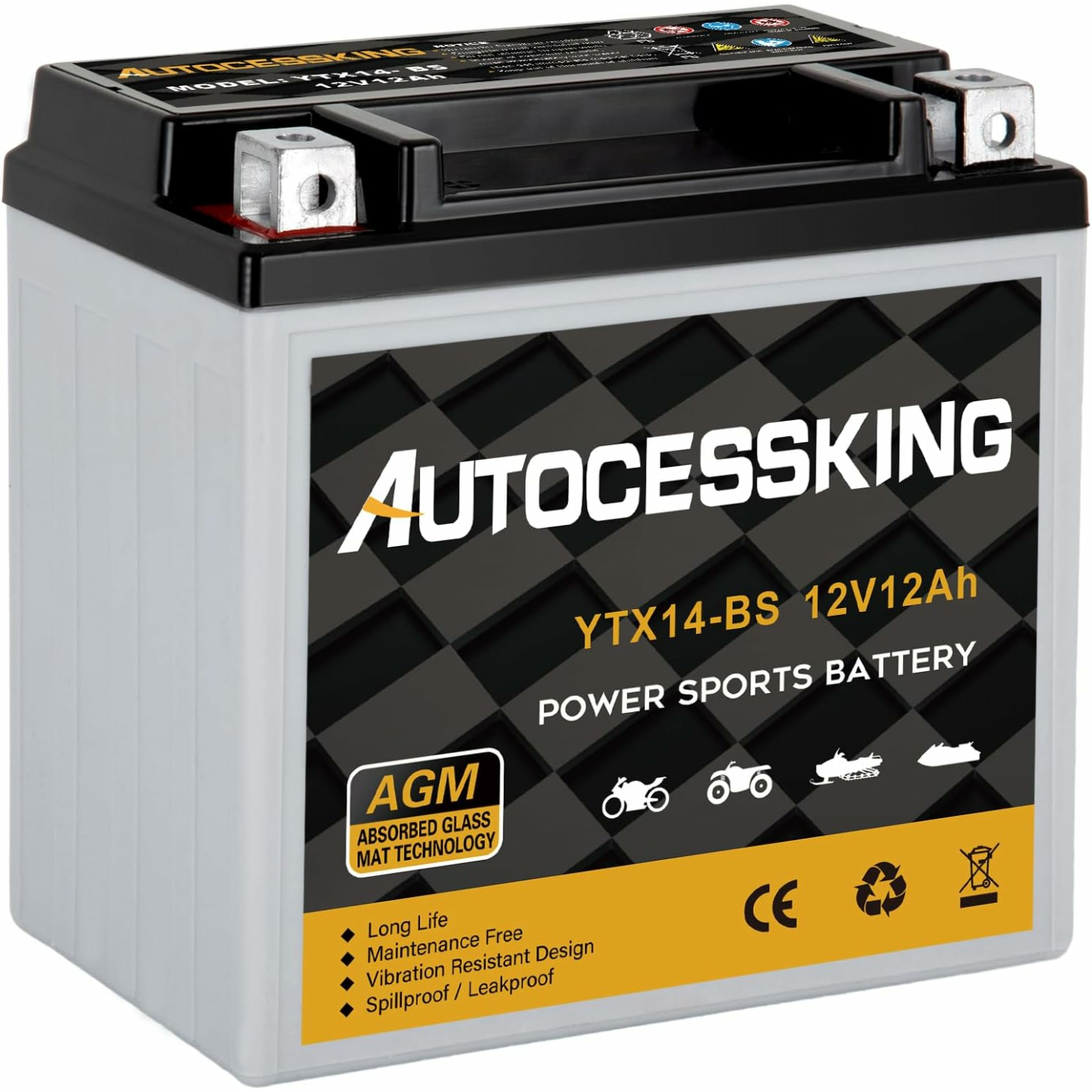 YTX14-BS 12V 12Ah Motorcycle Battery