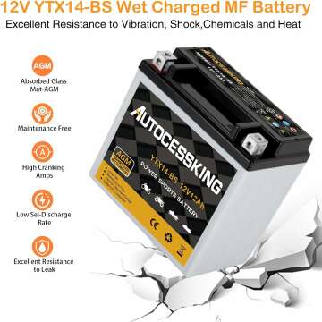 YTX14-BS 12V 12Ah Motorcycle Battery