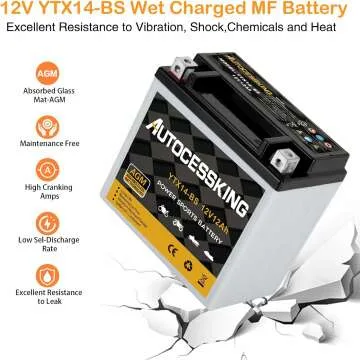 YTX14-BS 12V 12Ah Motorcycle Battery