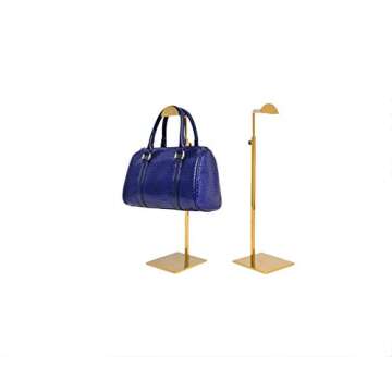 2pack of Metal Handbag Rack Display Single Side Adjustable Handbag Display Stand (Golden)
