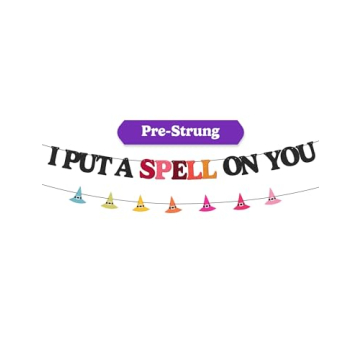 HOUSE OF PARTY I Put A Spell On You Felt Banner, 10ft Pre-Strung Hocus Pocus Banner Witch Hat Banner...