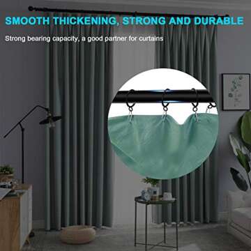 40 PCS Black Curtain Rings with Eyelet Apply for Up to 1.0 inch Curtain Rod (Black Drapery Rings)