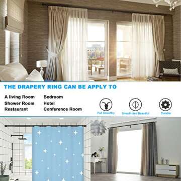 40 PCS Black Curtain Rings with Eyelet Apply for Up to 1.0 inch Curtain Rod (Black Drapery Rings)