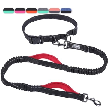 VIVAGLORY Hands Free Dog Leash with Dual Advanced Anti-Shock Bungees and Padded Handles, Reflective ...