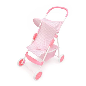 Badger Basket Doll Stroller for 18 Inch Dolls - Pink and White