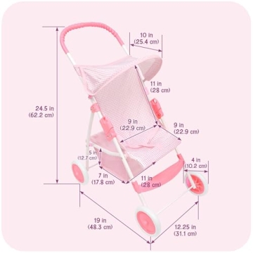 Badger Basket Doll Stroller for 18 Inch Dolls - Pink and White