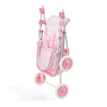 Badger Basket Doll Stroller for 18 Inch Dolls - Pink and White