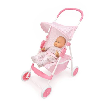 Badger Basket Doll Stroller for 18 Inch Dolls - Pink and White