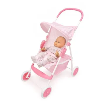 Badger Basket Doll Stroller for 18 Inch Dolls - Pink and White