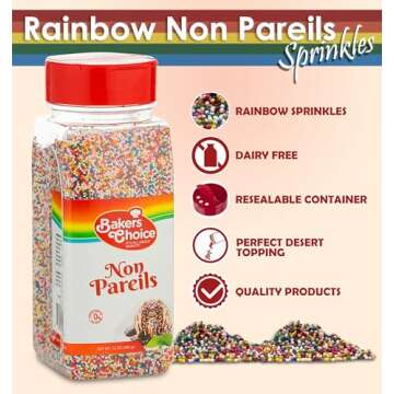 Bakers Choice Rainbow NonPareils Sprinkles, Cake Sprinkles and Toppings Non Pareil Sprinkles Gluten ...