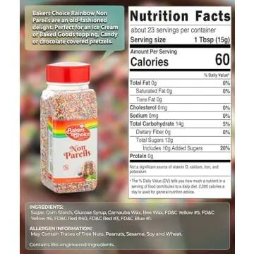 Bakers Choice Rainbow NonPareils Sprinkles, Cake Sprinkles and Toppings Non Pareil Sprinkles Gluten Free - Dairy Free - Kosher - 12 Ounce.