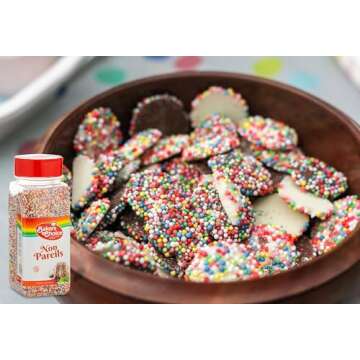 Bakers Choice Rainbow NonPareils Sprinkles, Cake Sprinkles and Toppings Non Pareil Sprinkles Gluten Free - Dairy Free - Kosher - 12 Ounce.