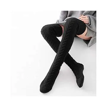 Stylish Pcavin Women's Thigh High Winter Socks - Pure White