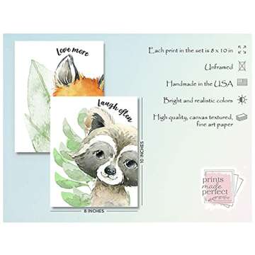 Woodland Animals Wall Art Prints - Nursery Decor - Set of 6-8x10 - Unframed - Watercolor