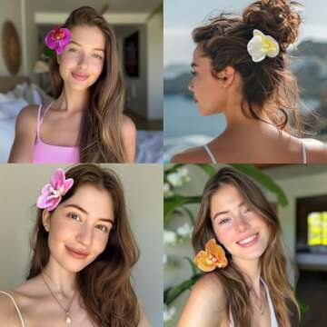 10PCS Flower Hair Clips for Women, Colorful Orchid Hair Clip Summer Artificial Flowers Hair Clips Ha...