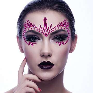 Face Jewelry Stickers, Kapmore 6 PCS Mermaid Face Jewelry Fashionable Removable Rhinestone Tattoo Face Gem Jewel Sticker for Valentine's Day Costume Party (Style 1)