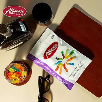 Albanese World's Best 12 Flavor Mini Gummi Worms, 7.5oz Bag of Candy (Pack of 12), Individually Wrap...