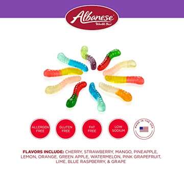 Albanese World's Best 12 Flavor Mini Gummi Worms, 7.5oz Bag of Candy (Pack of 12), Individually Wrapped Soft & Chewy Candy Snacks, Flavor Assortment