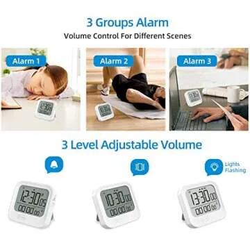 Multifunctional Pomodoro Timer Alarm Clock and Stopwatch for Classroom Productivity Efficiency Teacher Travel Kitchen Cooking, Magnetic Back, 99 Hours Countdown, 12H/24H Time, Touch for Night Light