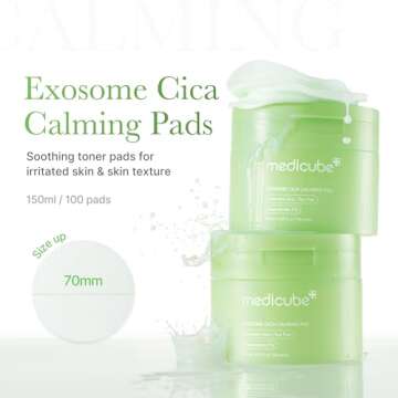 medicube Exosome CICA Tea Tree Calming Toner Pads for Sensitive Skin with Centella Asiatica Help Red...