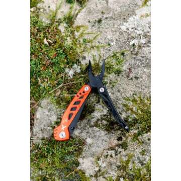 Utility Tool by Bear Grylls, Multitool Pocket Knife For Camping, Hiking, EDC and Survival, with Bottle & Can Opener, Pliers, Screwdriver, Sheath - Black Oxide Finish, Medium