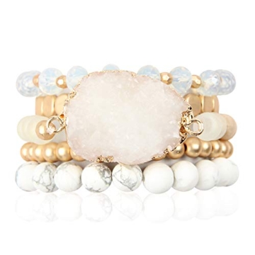 RIAH FASHION Bohemian Multi-Layer Bead Bracelet Set - Sparkly & Stylish